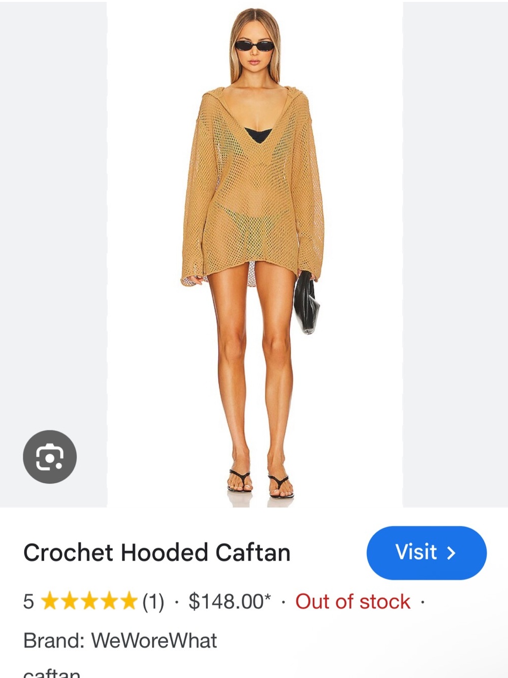 WeWoreWhat Crochet Hooded Caftan | Suede - Suede / L-XL × 1